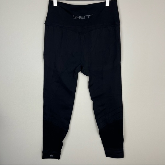 SHEFIT Seamless Athletic Cross Waist Leggings Womens Black 2Luxe - Picture 8 of 13